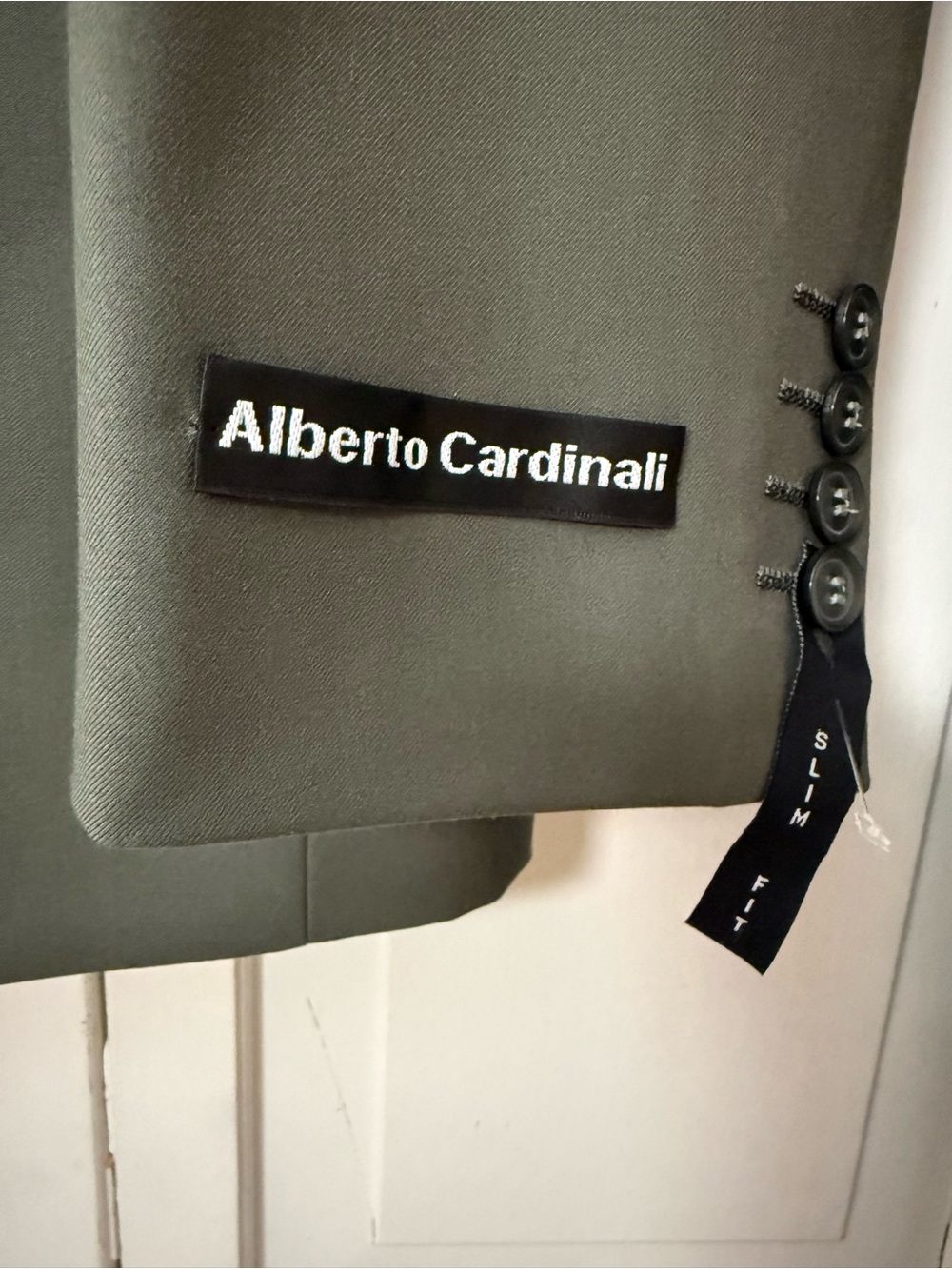 Alberto Cardinali Mens Olive Green Slim Fit Suit 40L 34W - Picture 2 of 4